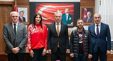 Avrupa şampiyonundan Rektör Levent'e ziyaret