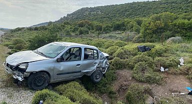 Ayvacık'ta şarampole yuvarlanan araçtaki 4 kişi yaralandı