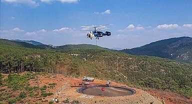 Bayat'ta helikopter destekli yangın havuzu kuruldu