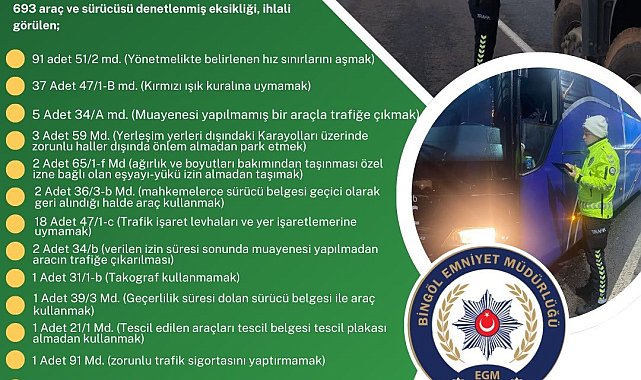 Bingöl'de 171 sürücüye ceza kesildi