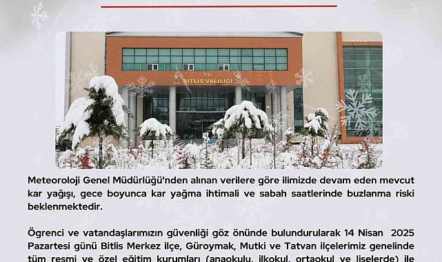 Bitlis'te eğitime kar engeli