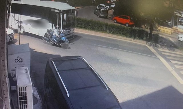 Çorlu'da motosikletlinin yaralandığı kaza anı kamerada