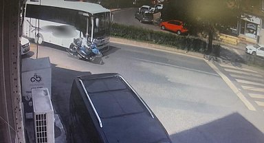 Çorlu'da motosikletlinin yaralandığı kaza anı kamerada