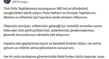 Cumhurbaşkanı Erdoğan, Polis Teşkilatı'nın 180'inci yılını kutladı