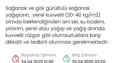 Denizli için sağanak yağış uyarısı