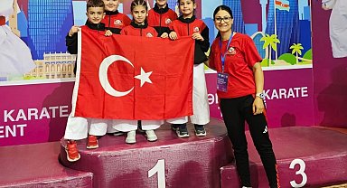 Denizlili minik karateciler Azerbaycan'dan madalyalarla döndü