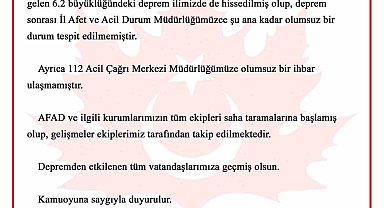 Depremle ilgili Bursa Valiliği'nden açıklama