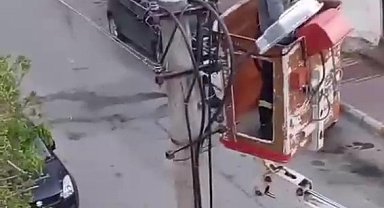 Elektrik tellerine takılan kumru için kurtarma operasyonu