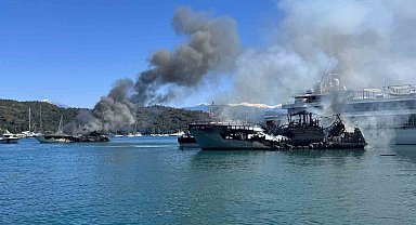Fethiye'de 4 tekneyi küle çeviren yangın söndürüldü