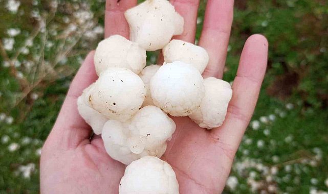Gevaş'ta ceviz büyüklüğünde dolu yağdı