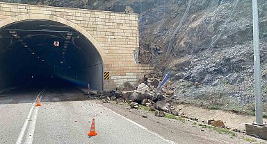 Gümüşhane'de tünel çıkışında heyelan