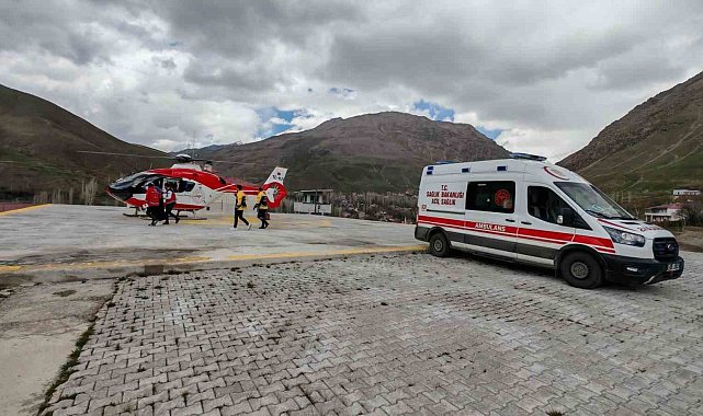 Helikopter ambulans 9 haftalık hamile kadın için havalandı