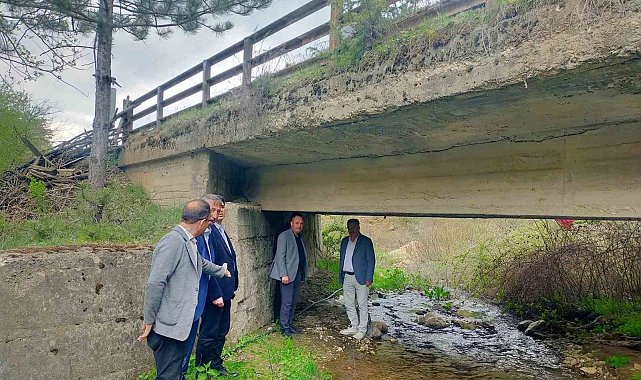 Hisarcık'ta deprem sonrası yol ve köprülerde inceleme