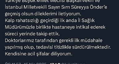 İstanbul Valisi Davut Gül, Sırrı Süreyya Önder'in durumu hakkında paylaşımda bulundu