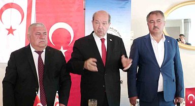 KKTC Cumhurbaşkanı Tatar, Denizli esnafıyla buluşmasında Rum tarafına sert mesaj verdi