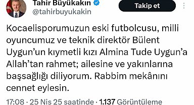 Kocaelispor Kulübü ve Tahir Büyükakın'dan Bülent Uygun'a başsağlığı mesajı
