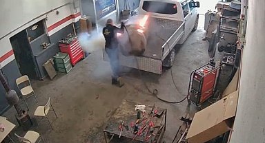 Konya'da kaynak ustasının ölümden döndüğü an kamerada