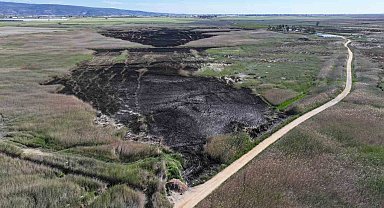 Kuş cenneti Göksu Deltası, yangın sonrası dronla görüntülendi