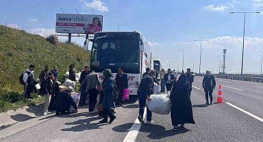 Kuzey Marmara Otoyolu'nda yolcu otobüsünde yangın