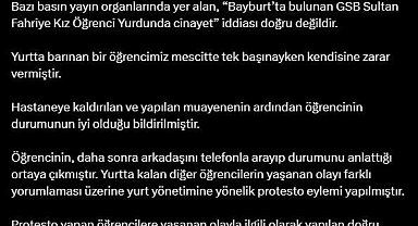 KYK, Bayburt'ta yurtta cinayet işlendiği iddiasını yalanladı