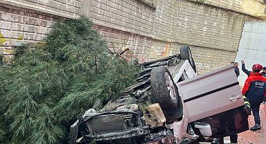 Mardin'de hafif ticari araç istinat duvarından düştü: 2 yaralı