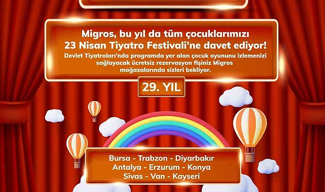 Migros'un geleneksel '23 Nisan Çocuk Tiyatrosu' perdelerini 29'uncu kez çocuklar için açıyor