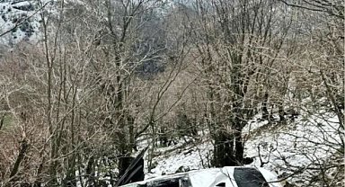 Muş'ta otomobil uçuruma yuvarlandı, 4 kişiyi ağaçlar kurtardı