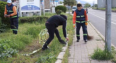 Nazilli Belediyesi'nden karayolunda temizlik çalışması