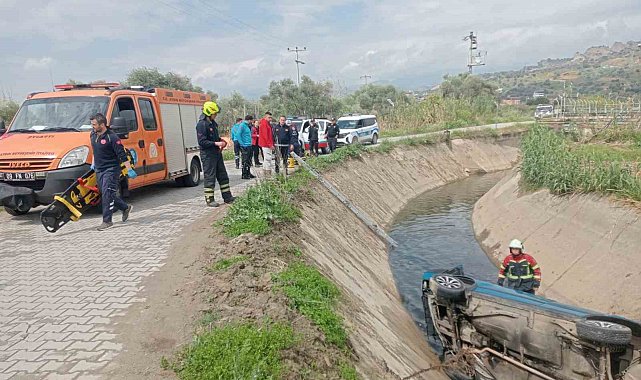 Otomobil sulama kanalına uçtu: 1 yaralı