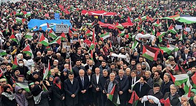 Samsun'da meydan Filistin'e destek için doldu