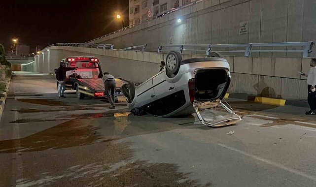 Takla atan araçtan burnu bile kanamadan çıktı