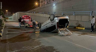 Takla atan araçtan burnu bile kanamadan çıktı