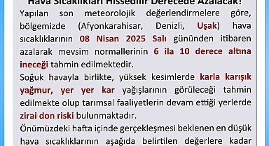Uşak Valiliğince soğuk hava uyarısı