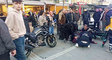 Yaya geçidinde motosikletin çarptığı kadın ağır yaralandı