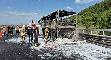 Yolcu otobüsü alevlere teslim oldu