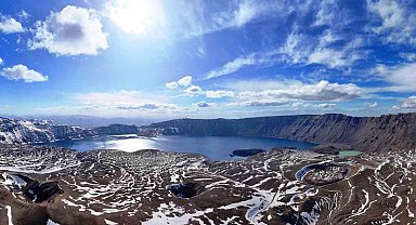 Ziyaret yasağının devam ettiği Nemrut Kalderası havadan görüntülendi