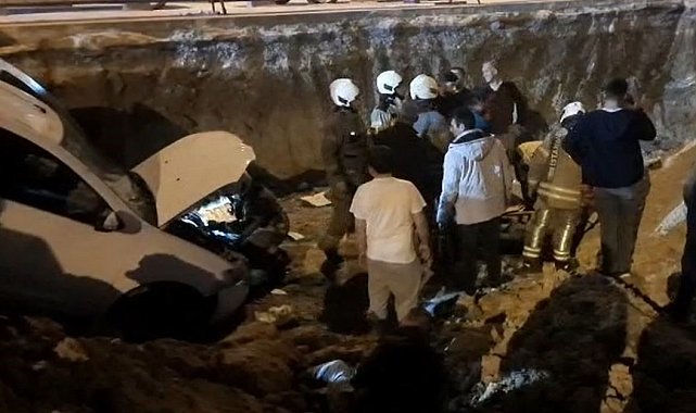 Arnavutköy'de feci kaza, bekçiye çarpıp şantiye alanına uçtu
