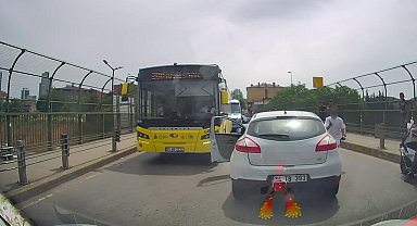 Ataşehir'de trafikte tartıştığı bıçaklı saldırgana yangın tüpüyle müdahale etti