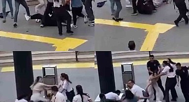 AVM önünde kadınlar tekme tokat kavga etti: O anlar kamerada