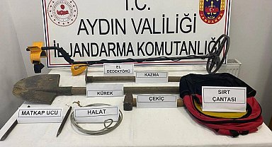 Aydın'da sit alanındaki kaçak kazıya jandarmadan suçüstü: 3 gözaltı