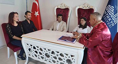 Aylar öncesinden '05.05.2025' tarihini seçen çiftler nikah dairesinde yoğunluk oluşturdu