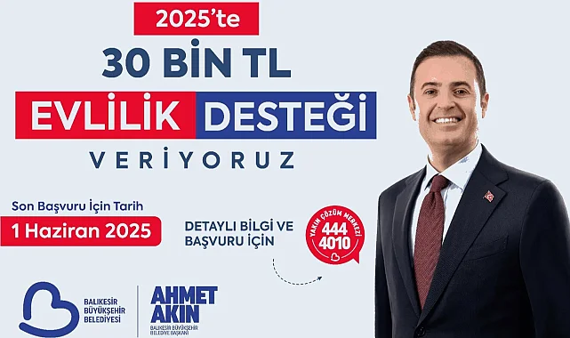 Balıkesir'den 30 bin liralık evlilik desteği