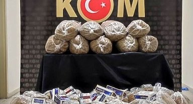 Bayburt'ta 180 kilo tütün, 8400 adet makaron ele geçirildi