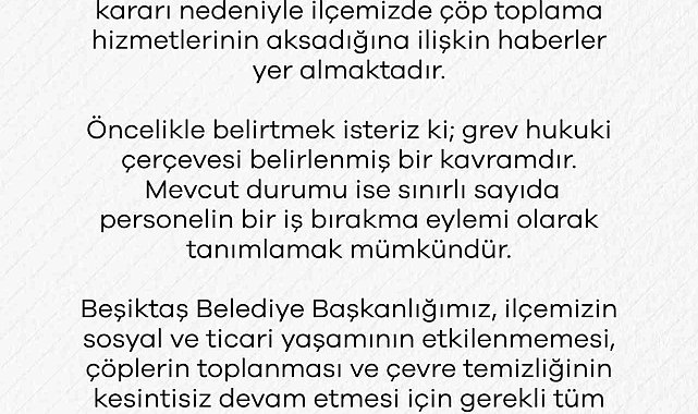 Beşiktaş Belediyesi'nden 'çöp toplama' açıklaması