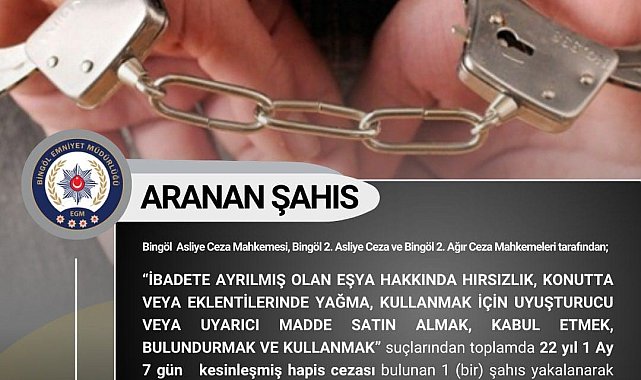 Bingöl'de kesinleşmiş hapis cezası ve araması bulunan 6 kişi yakalandı