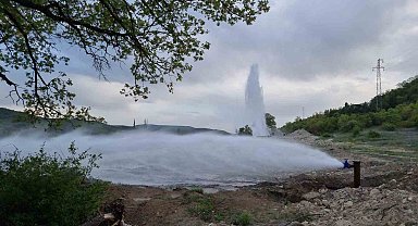 Çamlıca Barajı çalışmalarında sulama tesisatı denemelerinde kartpostallık görüntüler oluştu