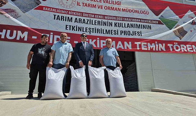 Düzceli çiftçilere çeltik tohumu dağıtıldı