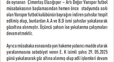 Elazığspor-Vanspor maçında hakeme musluk atan şahıs yakalandı