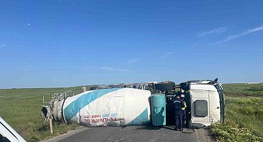 Ergene'de beton mikseri devrildi: 1 yaralı