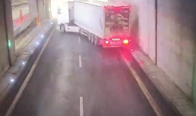 Erkenek Tüneli'ndeki kaza anı kamerada